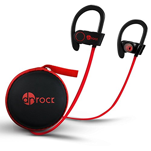 Sports Bluetooth Headphones Wireless, [DR ROCK] IPX7 Waterproof HD Stereo Sweatproof in Ear Earbuds w/Mic for Gym Running Workout 8 Hour Battery Noise Cancelling Headsets for iPhone and Android