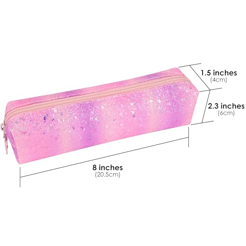 Image of Pencil Pouch Glitter, Pencil Case, Portable Pen Bag with Zipper, Storage Bag, Travel Accessories Bags, Makeup Brush Holder, for Study and Daily Work (Pink purple)