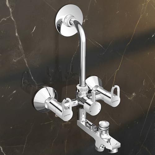Image of Plantex Brass Wall Mixer for Bathroom 3 in 1 /L-Bend Connector for Overhead /Hand Shower /Spout Mixer Tap /Mixture Tap for Bathroom with 7-Year Manufacturer's Warranty- (Flip, Chrome)
