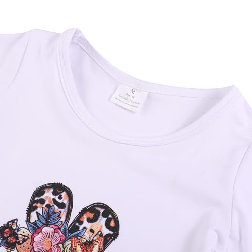 Image of Easter Toddler Girls T-Shirts Bunny Short Sleeve Shirts Kids T Shirts Cotton Girls Summer Tops 3-8Y