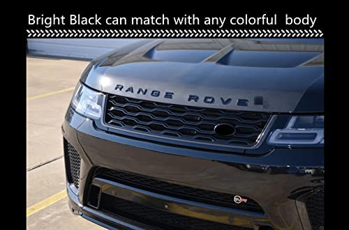 Manfox 3D Raised Head Cover Hood Front Letters /Tailgate Rear Letters Emblem Sports Line Badge Letter Emblem,3M Adhesive Backing Replacement For Ra Rover Accessories (Bright Black) #TOP4