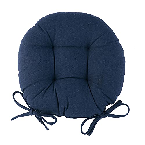 Harbour Housewares Navy Seat Pad for Dining Chair - 40 x 40cm - Round Garden Seat Cushions with Ties Soft Padded Pillow Indoor Kitchen Cushion Outdoor Patio Garden Chair Pads