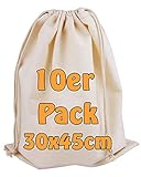 Cottonbagjoe Baumwollbeutel, Stoffbeutel | mit Kordelzug | 30 x 45 cm | Zero Waste | Gemüsebeutel Lunchsack Kosmetikbeutel Sockenbeutel Spielzeugsack Unterwäschebeutel Schuebeutel