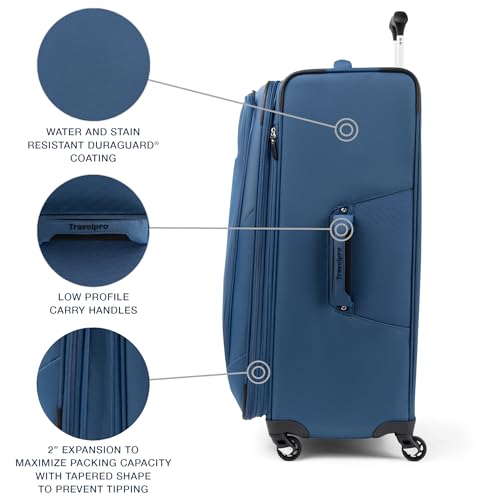 Image of Travelpro Maxlite 5 Softside Expandable Luggage with 4 Spinner Wheels, Lightweight Suitcase, Men and Women, Ensign Blue, Checked-Large 29-Inch