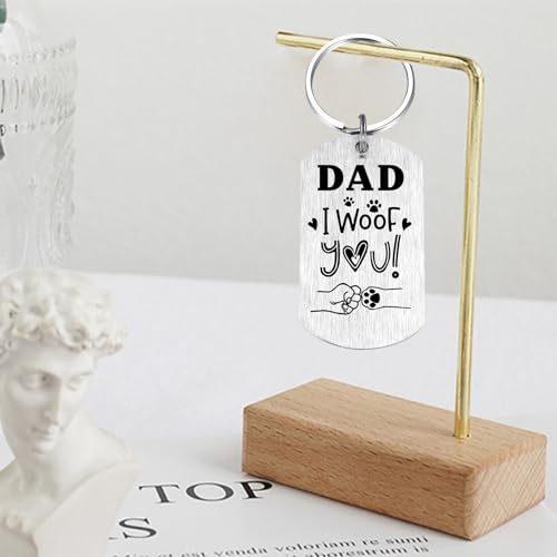 Image of Laluminter Fathers Day Dog Dad Gifts - Best Dog Dad Ever Keychain - I Woof You Gift from Doggy to Daddy