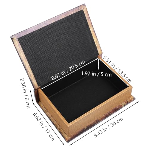 Amosfun Imitacja antycznej książki pudełko do przechowywania 24x17x6 cm PU dyskretny schowek na klucze biżuteria na półkę biuro wystrój wnętrz vintage