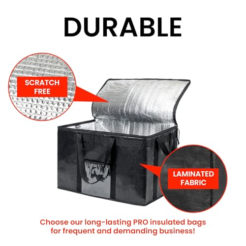 Image of NZ home Insulated Bags for Food Delivery (3XL PRO) Grocery Shopping Cooler Bag, Pizza Delivery, Hot & Cold Catering Tote, Reusable, Foldable & Heavy Duty (Orange)