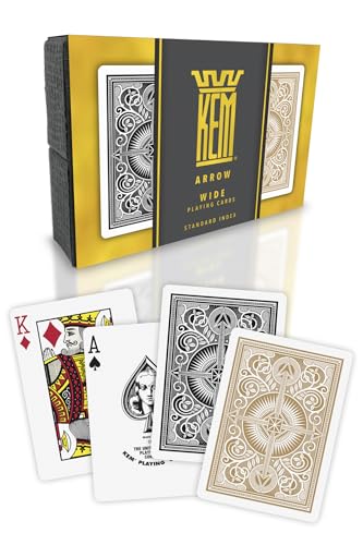KEM Arrow Black and Gold Plastic Playing Cards, Standard Index, Poker Size, Premium Cards, 2 Decks