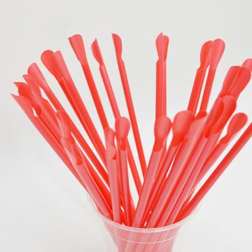 200 pitillos multicolor para bebidas con cuchara 20 cm miniatura 5