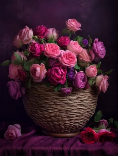 Cuadros para pintar por numeros para decoracion salon modernos estilo canastas de flores 100x150