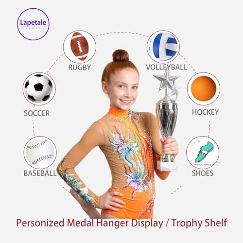 Image of Personalized Medal Holder with Name Display Rack for Awards Ribbons - Metal Custom Sports Race Plaques Hanger for Wall Mount Hold Up 63 Medal Hanger Display for Athlete Boy Girl Kid