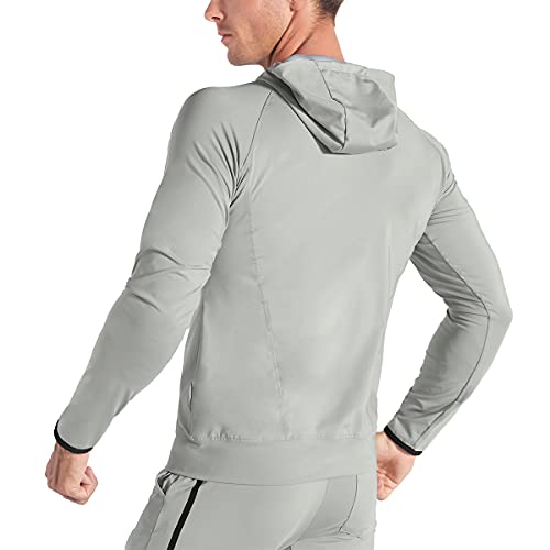 Image of BROKIG Mens Windbreak Running Jacket Zip Up Hoodie | Lightweight,Zip Pocket,Workout,Gym,Athletic,Track,Golf,Cycling,Full Zip Hoodie Jackets,Windbreaker,Jogging Sweatshirts