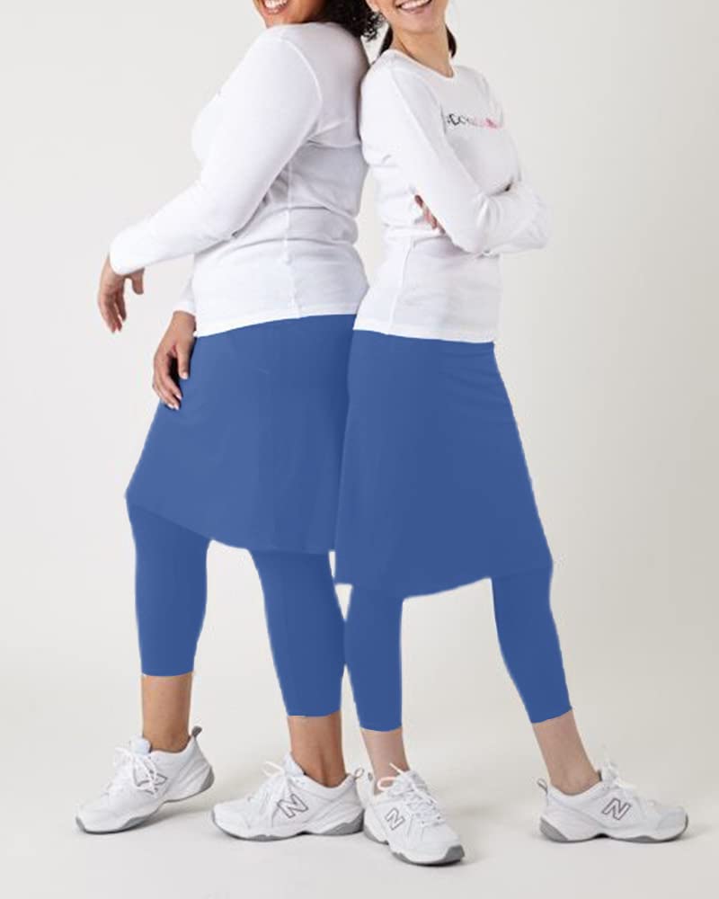 Damen-Tennisrock mit integrierten Capri-Leggings, Taschen, knielang, Skorts, Röcke, Golfröcke für Wandern, Sport