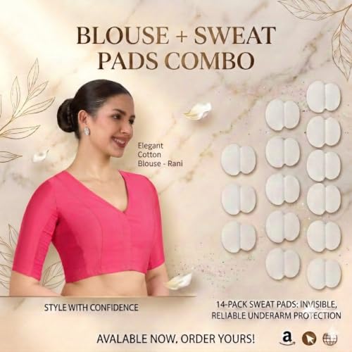 Image of Studio Shringaar Women's Cotton Stretchable (Smocked) Readymade Saree Blouse