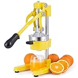 CO-Z Cast-Iron Manual Citrus Juicer Press, Heavy Duty Commercial Orange, Lemon, Lime & Pomegranate Squeezer, 6 kg Countertop Hand Juice Extractor with 304 SS Strainer for Home, Café & Bar, Yellow