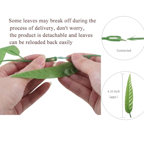 HOGADO 50pcs 300 ft Artificial Vine Greenery Garland for Room Decor Faux Willow Vines Wall Home Decor Aesthetic Silk Rattan Wicker Twig for Garden Wedding Windowsill Balcony Christmas Decorations