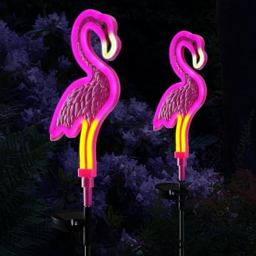 Brighten Your Nights with These 5 Must-Have Pink Flamingo Solar Lights 1 Flamingo Solar Lights Outdoor Decor, Solar Pink Flamingos Outdoor for Yard Decorations,Pink Neon Solar Flamingo Garden Lights for Outside,Pathways,Patio or Lawn Decor(2Pack)