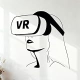 Adesivi murali Visore VR Realtà Virtuale Donna Videogiochi 36x36.5cm Cultura del tatuaggio Nero