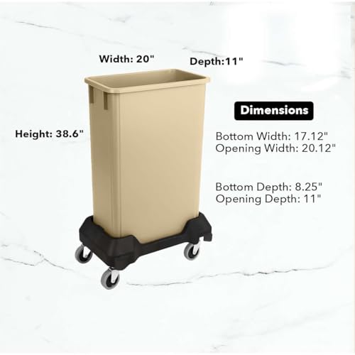 Image of 23 Gallon Slim Rectangular Garbage Can with Wheels - Beige
