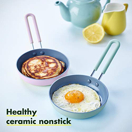 Greenpan Mini Healthy Ceramic Nonstick, 5" Round Egg Pan, Dishwasher Safe, Pfas-Free, Stay Cool Handle, Mint Green #TOP2