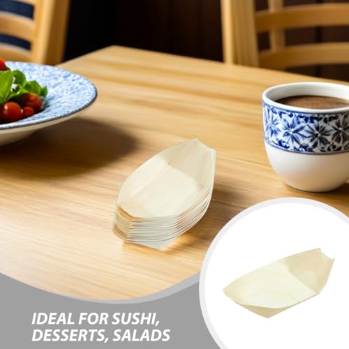 Platos desechables de madera para sushi, 200 unidades miniatura 6