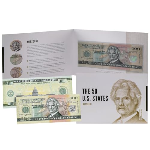 HOBBY OF KINGS USA 100 Dollar Note | Missouri Commemorative Souvenir | Mark Twain | Gateway Arch |...