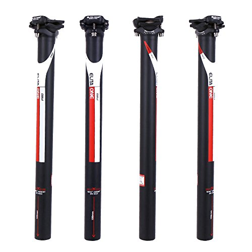 ELITA ONE 2018 Nuevo Lleno de Fibra de Carbono Carretera Bicicleta sillín Tijas 27,2 UD Super luz 140g para Bicicleta de montaña Carbon tija 31,6 * 350/400mm Rojo Logo (Straight, Ø31.6mm×350mm)