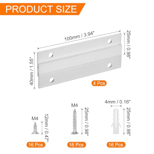 Image of uxcell 4 Pair French Cleat Picture Hanger, 4 Inch Aluminum Z Hanger Heavy Duty Z Bar Clips Interlocking Wall Mounting Bracket Hanger Kit for Hanging Mirror Picture Shelf