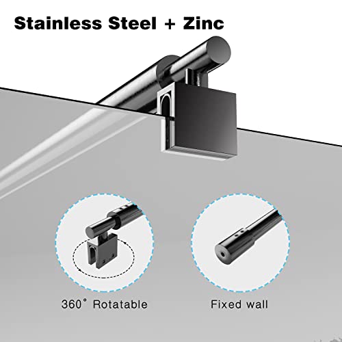 Black Shower Glass Support Bar,Wall-To-Glass Support Arm For 5/16" To 3/8" Thick Glass, 27.6'' To 47.2'' Shower Screen Support Telescopic Bar,For Fixed Frameless Shower Glass Panel #TOP3