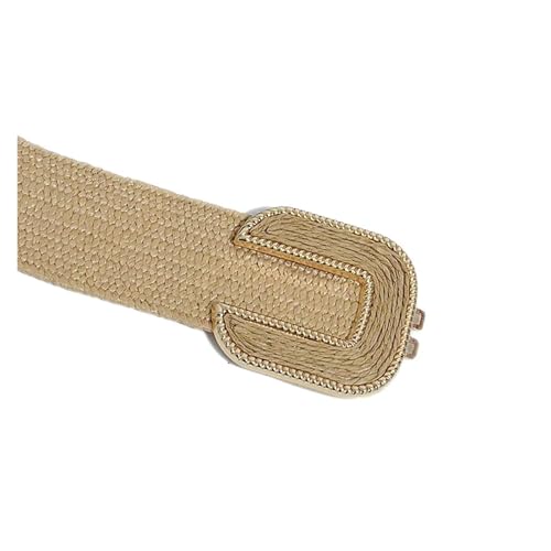 Straw Boho Belt Women's Woven PP Straw Elastic Belt U-Shaped Decorative Buckle Fashion Beige Waist Seal Women's Belt3