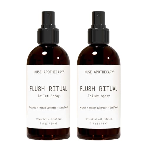 Muse Apothecary Flush Ritual - Aromatic &amp; Refreshing Toilet Spray, Use Before You Go, 2 oz, Infused with Natural Essential Oils - Bergamot + French Lavender + Sandalwood, 2 Pack