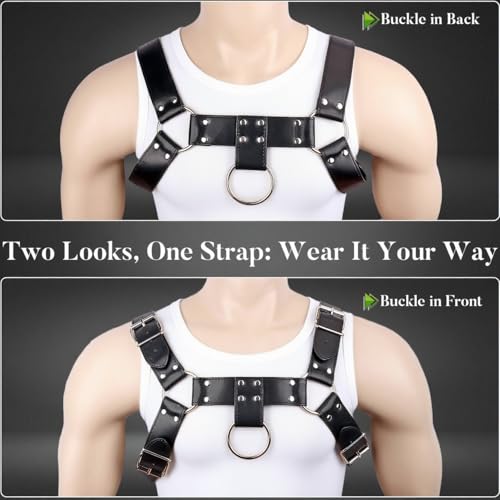 Men's Chest Harness Belt, Body Harness for Men, Adjustable PU Leather Male Punk Chest Belt Shoulder Harness Muscle Show Fashion Costumes for Cosplay and Party4