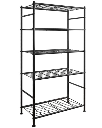 Sakugi 5 Tier Storage Shelves Heavy Duty Metal Shelving Unit with Leveling Feet Garage Storage Rack for Pantry Kitchen Closet 84 x 32 x 183 cm Black
