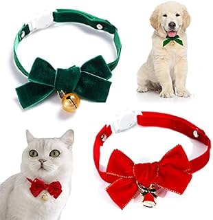 2PCS Cat Collar with Bell and Bow Tie Adjustable Bow Tie Pet Collar Velvet Kitten Bow Collar Quick Release Safety Kitten Collar for Kitten Dog Small Pet