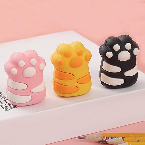 3 Pcs Cute Kawaii PVC Cat Claw Pencil Sharpener - Small Manual Sharpener for School & Office Supplies
