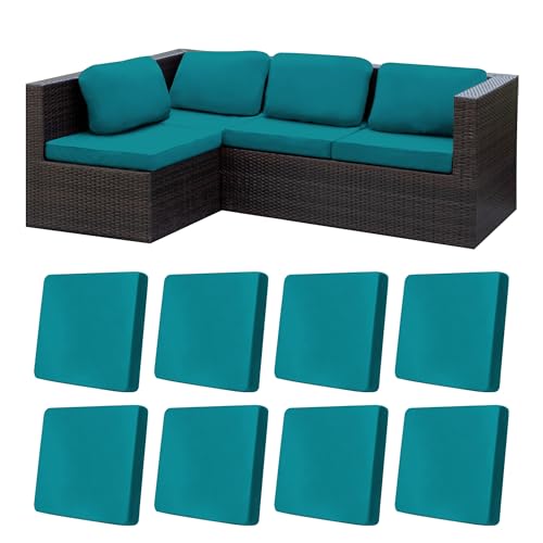 Image of 8Pcs Stretch Patio Cushion Covers,Outdoor Couch Covers Replacement,Outdoor Couch & Sofa Slipcovers,for Patio Furniture Cushion Covers,Washable Reusable Furniture Protector (Peacock Blue,Cover Only)