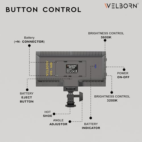 Image of Welborn Professional Video Light Dimmable 3200k -5600k for YouTube Video, Product Photography, Makeup Shoot and More