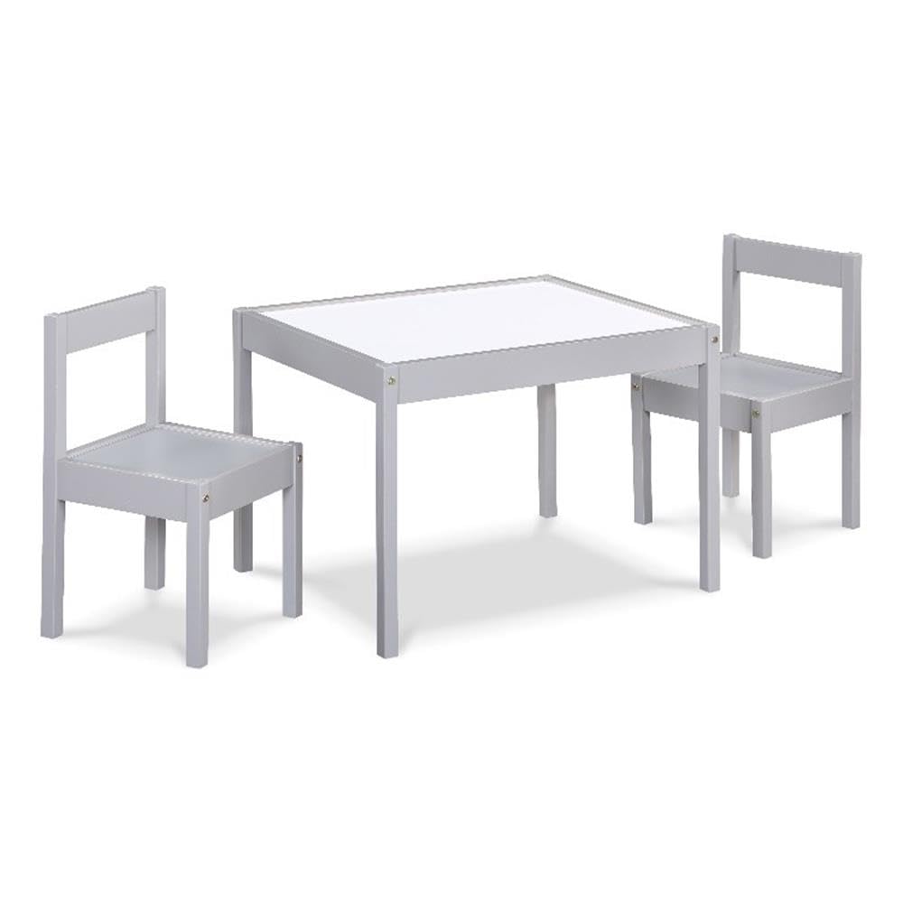 Olive & Opie Gibson 3-Piece Dry Erase Kids Table & Chair Set, Gray