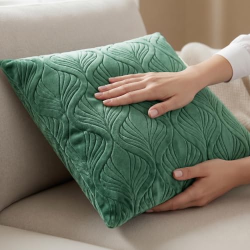 Image of Yellow Weaves Jacquard Cushion Covers | Sofa Cushion Covers | Throw Pillow Cover for Sofa, Couch, Living Room| Removable & Washable | 16x16 Inches, Set of 5 (Green)