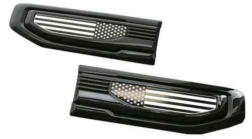Image of Pair New Custom USA Flag 5.3L 6.2L V8 Side Vent Emblems Kit 3D Car Badge Compatible with 2019-2026 GMC Sierra GM 85160715 86532094 (USA Flag-Black White)