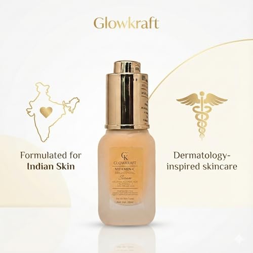 Image of Glowkraft Vitamin C Serum for Face (10% Ethyl Ascorbic Acid) | Brightening & Dark Spot Reduction | With Hyaluronic Acid & Vitamin E | For Glowing Skin | 25 ml