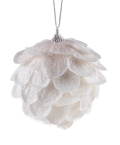 Clever Creations White Flower 4 Pack Christmas Tree Ornaments #TOP2