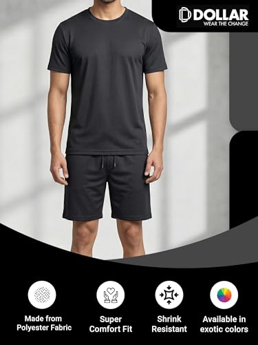 Image of Dollar Men Co-Ord Set | Polyester Shorts + T-Shirt | Regular Fit, Quick Dry & Breathable | Gym, Casual & Sportswear | Pack of 1