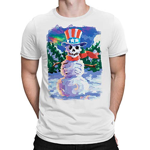 Liquid Blue Unisex-Adult's Plus Size Uncle SAM Snowman Skeleton Short Sleeve Graphic TEE, White, 4XL