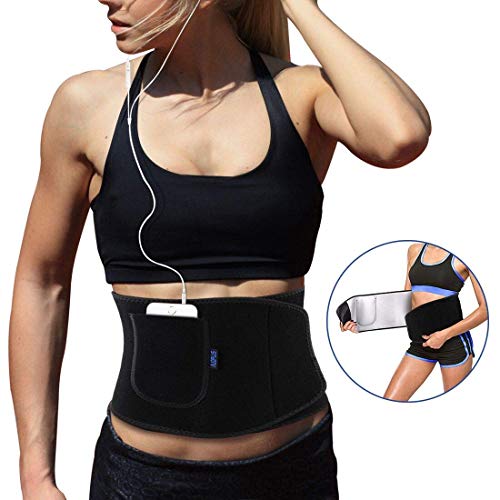AUOPLUS Waist Trimmer Belt, Adjustable Waist Tummy Trainer, Nano Silver Coating Gym Workout