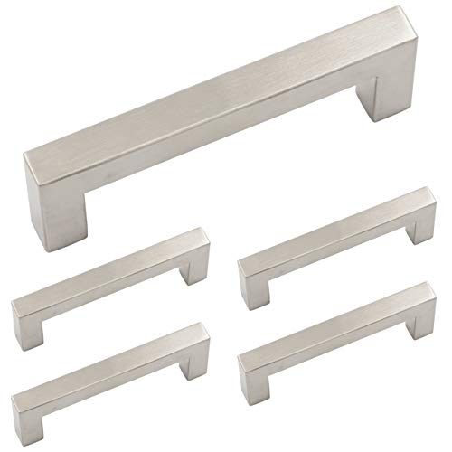 homdiy 5 in Cabinet Handles Brushed Nickel - 5 Pack Modern Cabinet Pulls