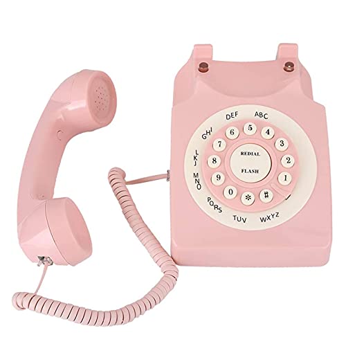 Teléfono Retro con Cable y Disco Giratorio Rosa