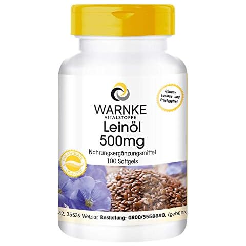 Leinöl Kapseln - pflanzliche Omega 3-6-9 Kapseln - hochdosiert - Flaxseed Oil 500mg - 100 Softgels | Warnke Vitalstoffe Cover