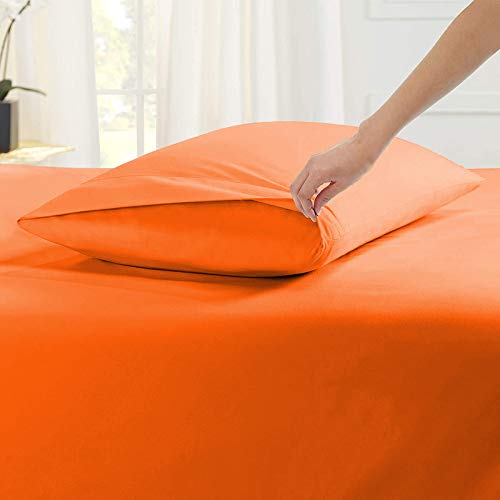 Image of YRM Bedding's Orange 600-TC Oraganic Cotton 2 Piece Pillow Covers (17 inchx27 inch)