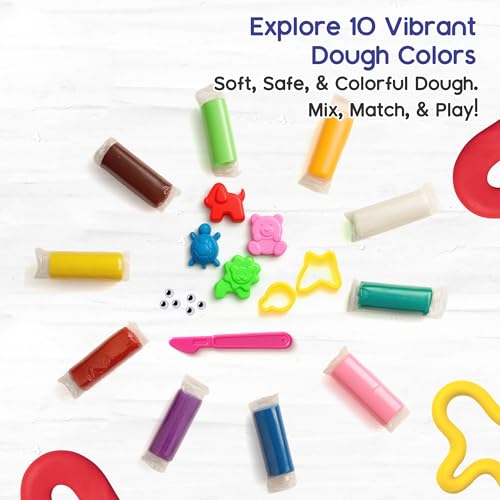 Image of Aditi toys Moldy Magic Creative Art & Craft Playdough with Foldable Suitcase, Air Dry Clay for Toddlers & Kids Age 3+, Includes 10 Colorful Dough 25gm Each & 13 Sculpting Tools